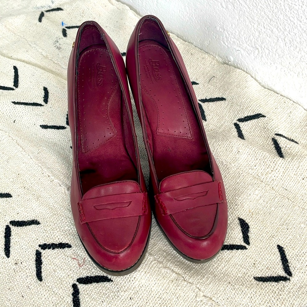 Bass Kaylin Burgundy Leather Penny Loafer w/Slight Platform 3.75‎ Heel Size 9B